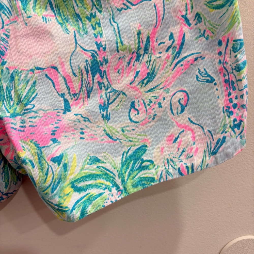 Lilly Pulitzer Adie Short Seasalt Blue on Parade Neon Tropical Flamingo Preppy 0 - Picture 8 of 9